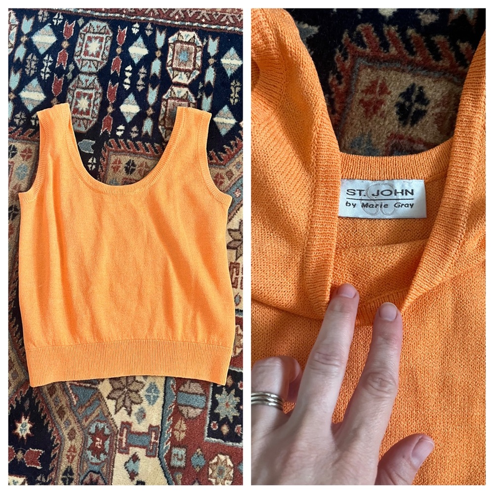 Vintage St. John orange Knit Crop Top Size S vest sweater tank